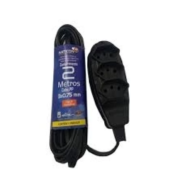 EXTENSÃO 2MTS PRETO 3X0,75MM 2P+T NATICON