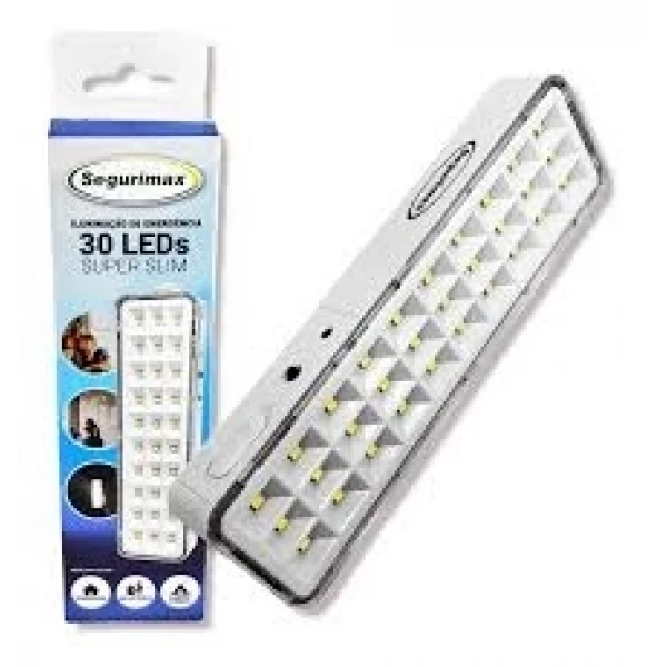 LUMINÁRIA DE EMERGÊNCIA 30 LEDS SUPER SLIM SEGURIMAX
