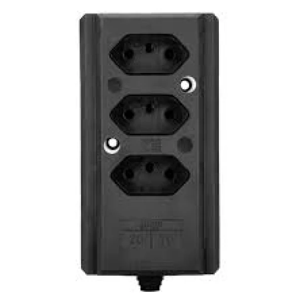TOMADA BARRA TRIPLA 2P+T 10/20A PRETA INTERNEED