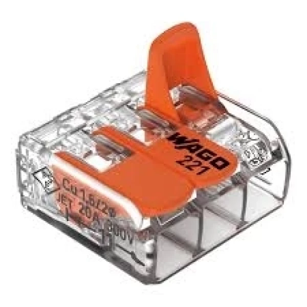 Conector de Emenda Rápida 221-413 3P 4mm Wago 